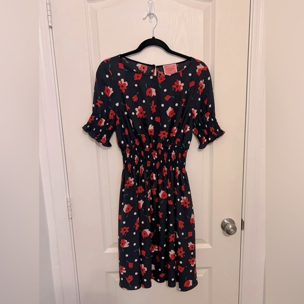 LIKE NEW—Kate Spade S/S Navy Floral Poppy Dress, Size Medium